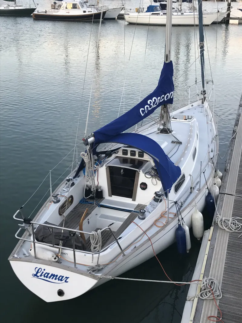 View from deck showing rigging and sails